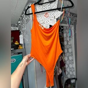 Orange One Shoulder Bodysuit